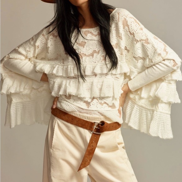 Anthropologie Oversized Ruffle Sweater - Picture 2 of 6